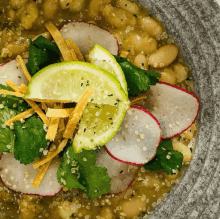 White Bean Pozole Chili w Cilantro + Hemp Seeds [vegan] [gluten free]